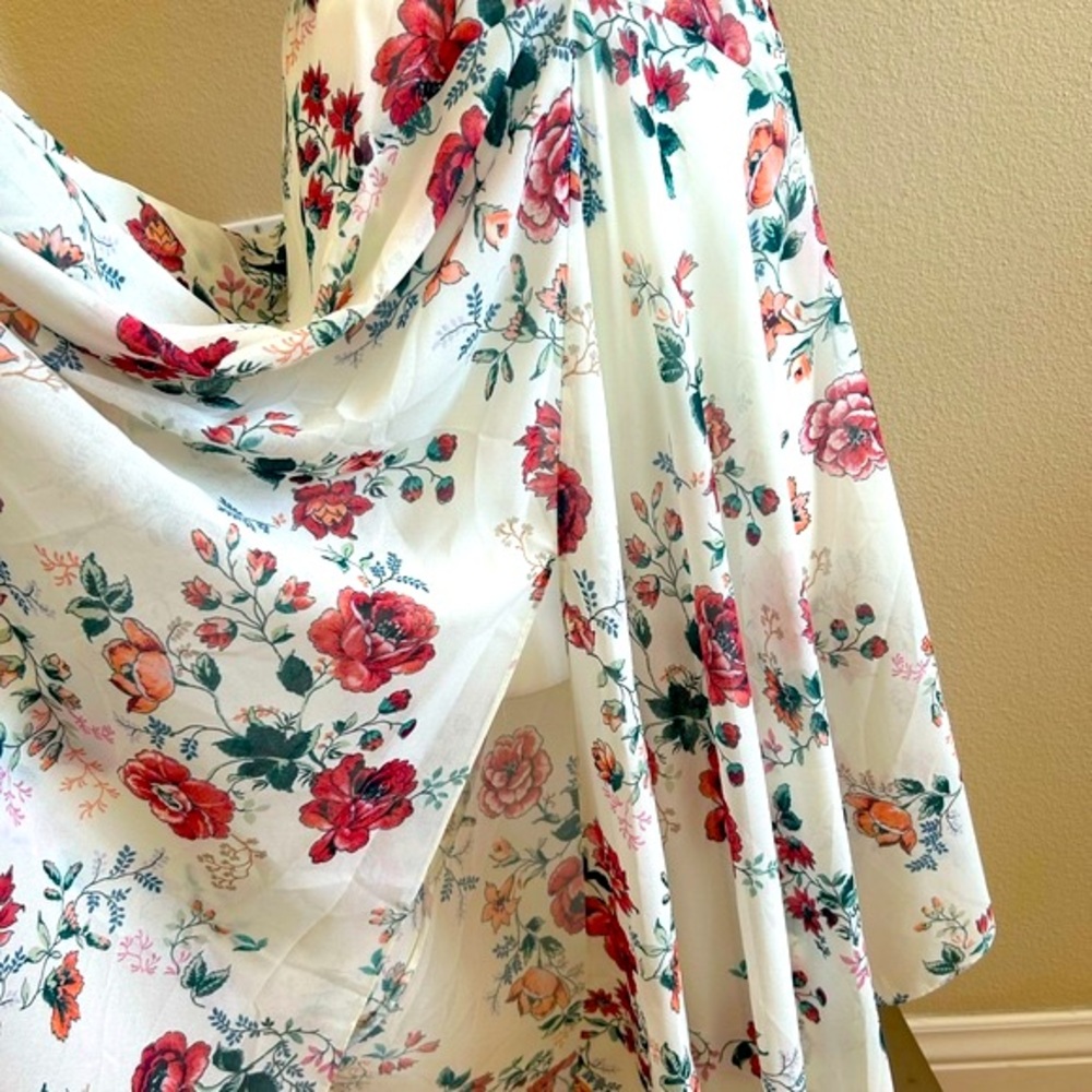 Maje Rachelle Asymmetric Floral Print on Off White size 3 or Small Slit Front - Picture 8 of 13